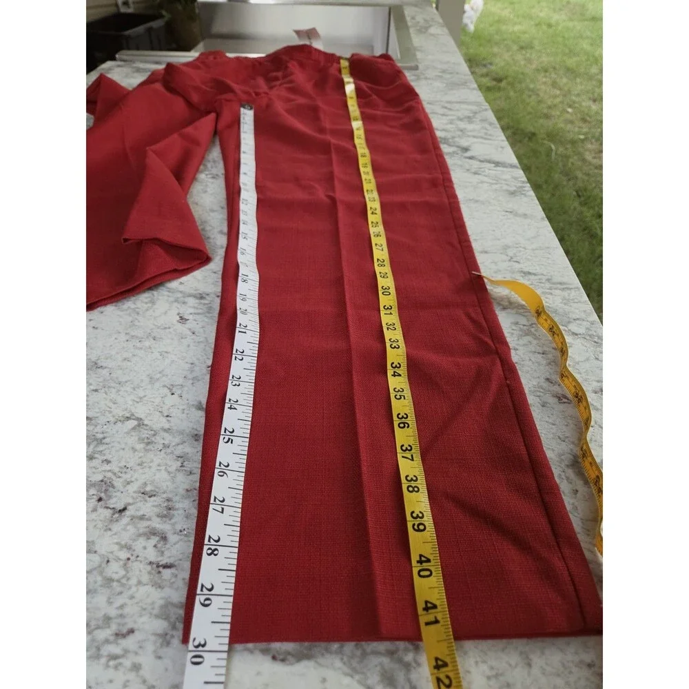 Alfred Dunner Womens Red Dress Pant Pockets Slubbed Wide Leg Elastic Waist Siren